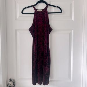 Red Burgundy Velvet Halter Dress Fall
